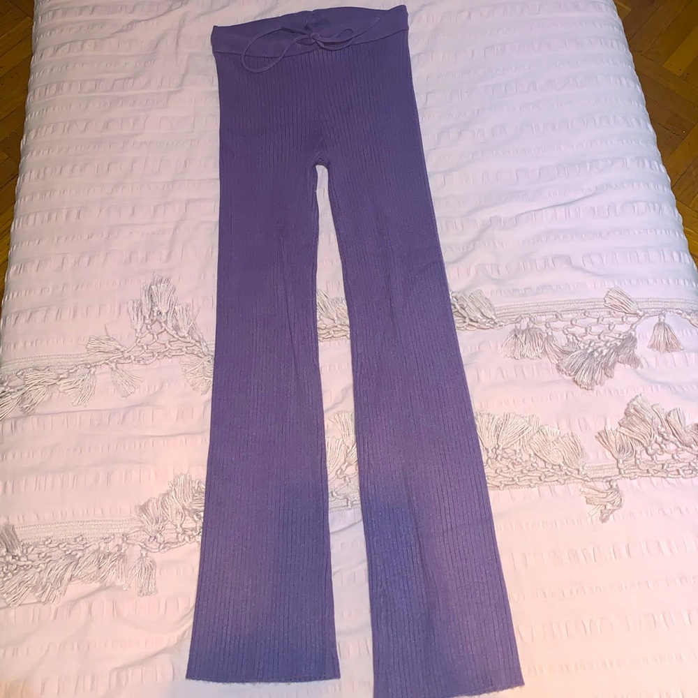 Purple Ribbed Joggers